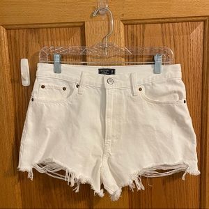 Abercrombie & Fitch High Waisted White Denim Shorts